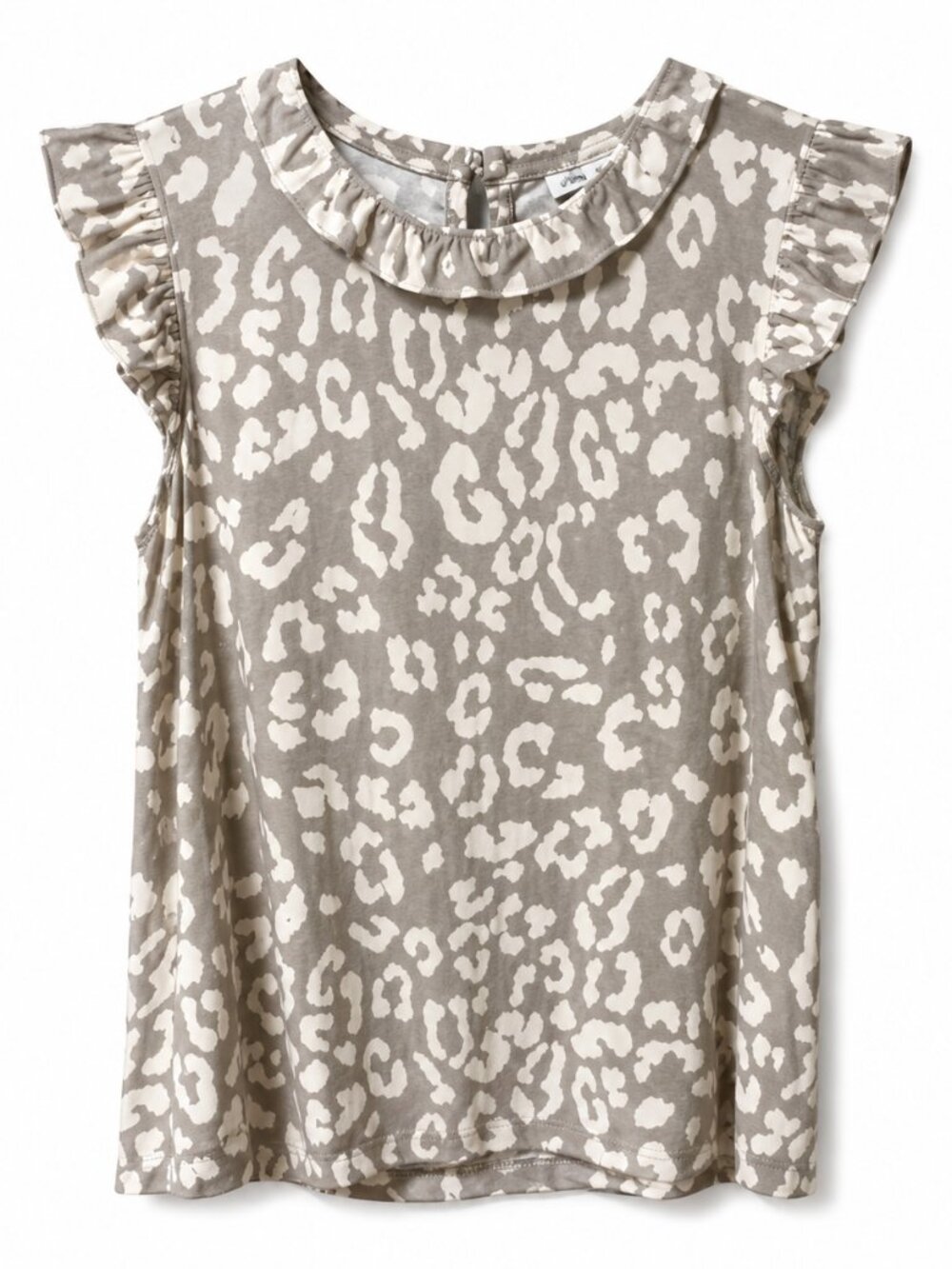 🤍 Mary Square Taupe Leopard Print Flutter Sleeve Top